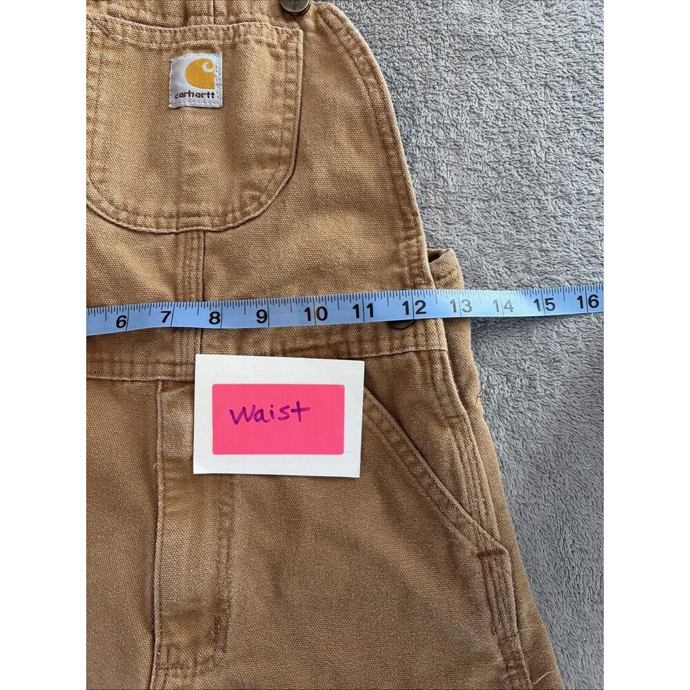 Carhartt Cotton Brown Size 7 KIDS Canvas Bib Overall Double Knee Solid - Picture 6 of 8